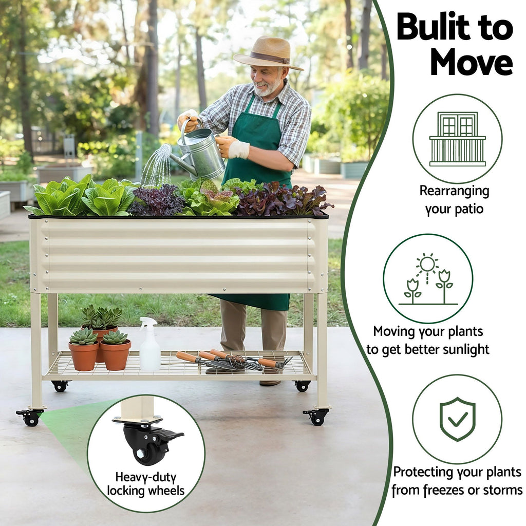 Mobile Raised Garden Bed With Wheels