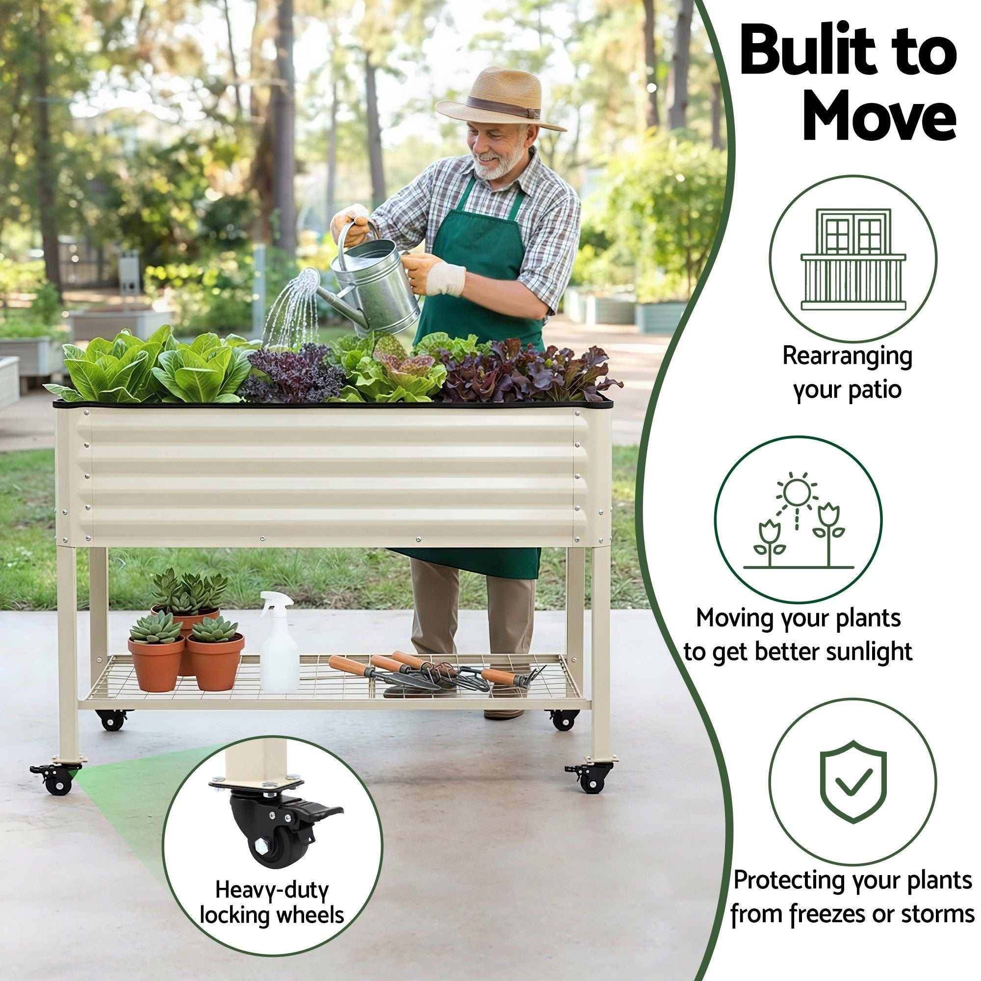 Mobile Raised Garden Bed With Wheels