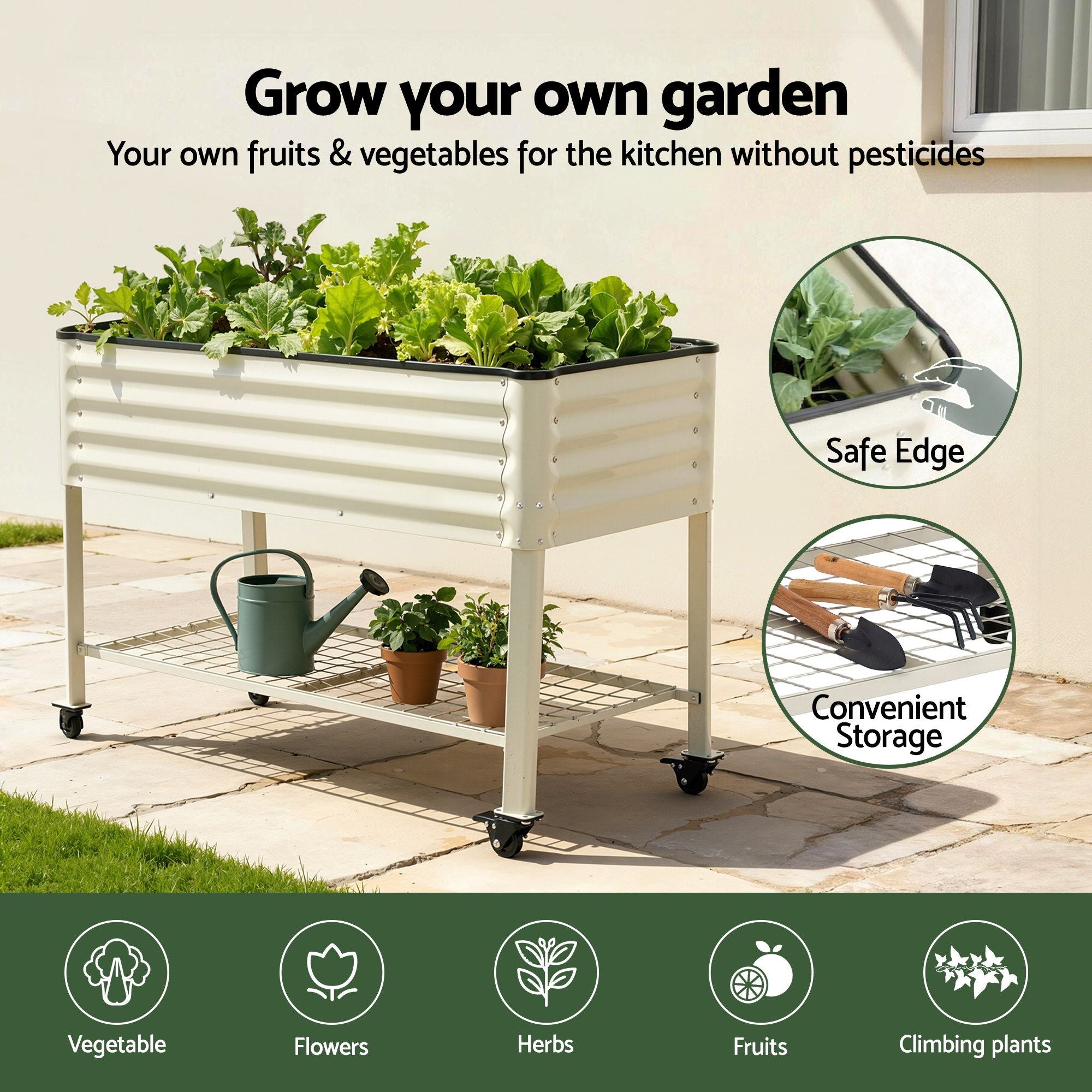 Mobile Raised Garden Bed With Wheels