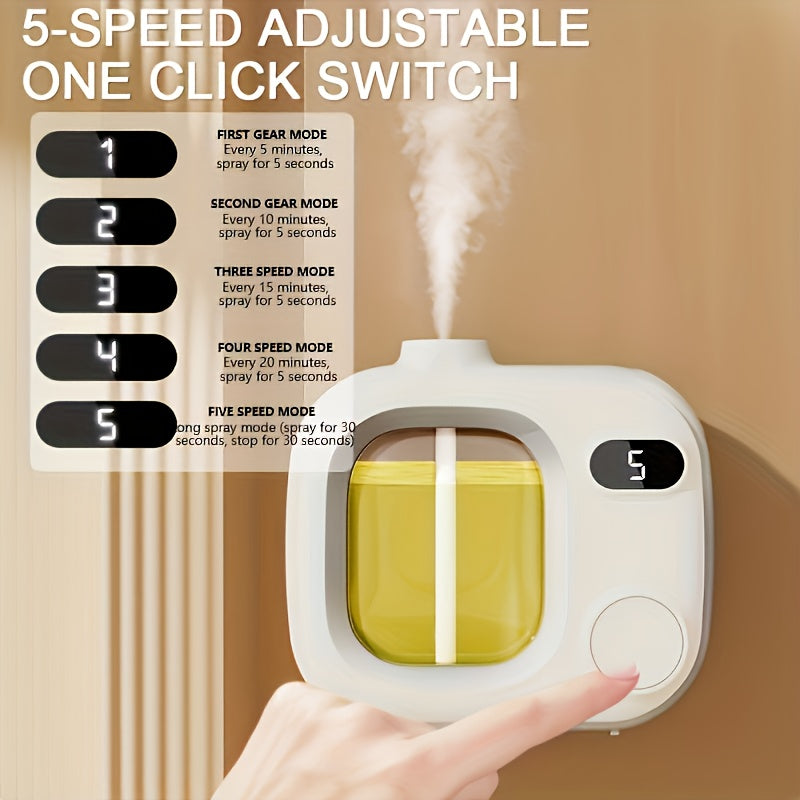 One-button switch, five adjustable intelligent aromatherapy diffuser - suitable for essential oils / perfumes, 500mAh rechargeable battery, USB charging, indoor air freshener, long-lasting home fragrance, smart diffuser with 5 adjustable timer, 500mAh USB