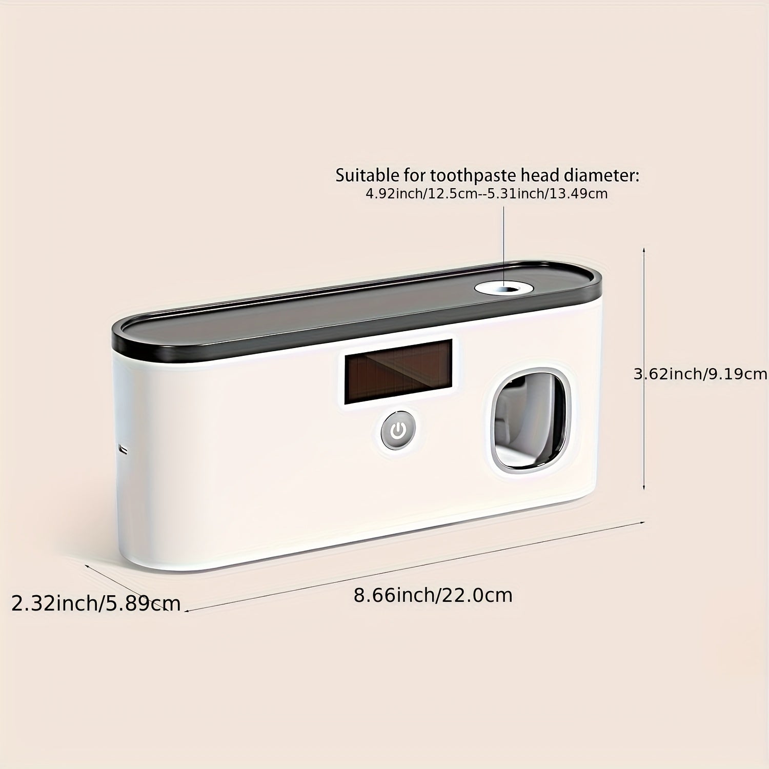 1 white smart toothbrush organizer, bathroom toothbrush arrangement and storage, with automatic toothpaste dispenser - wall-mounted, 5-slot storage, durable plastic, USB rechargeable lithium battery, modern bathroom organization and home decoration