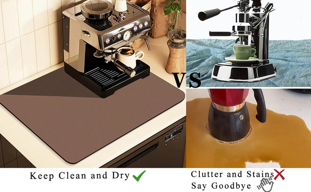 Kitchen Counter Mat for Coffee Maker – Absorbent & Quick-Dry Bar Pad with Non-Slip Backing, Protective Surface for Espresso Machine, Dish Drying Mat (Brown,40*60cm)