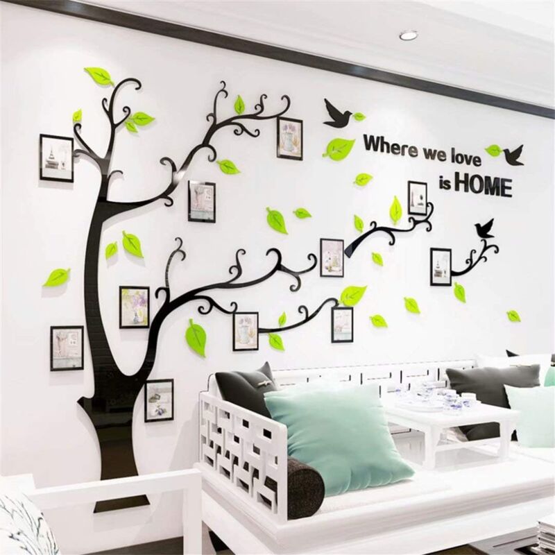 3D Tree Wall Stickers Diy Wall Decals Tree Wall Stickers Arts Decorations For Living ROom Bedroom (E Light Green