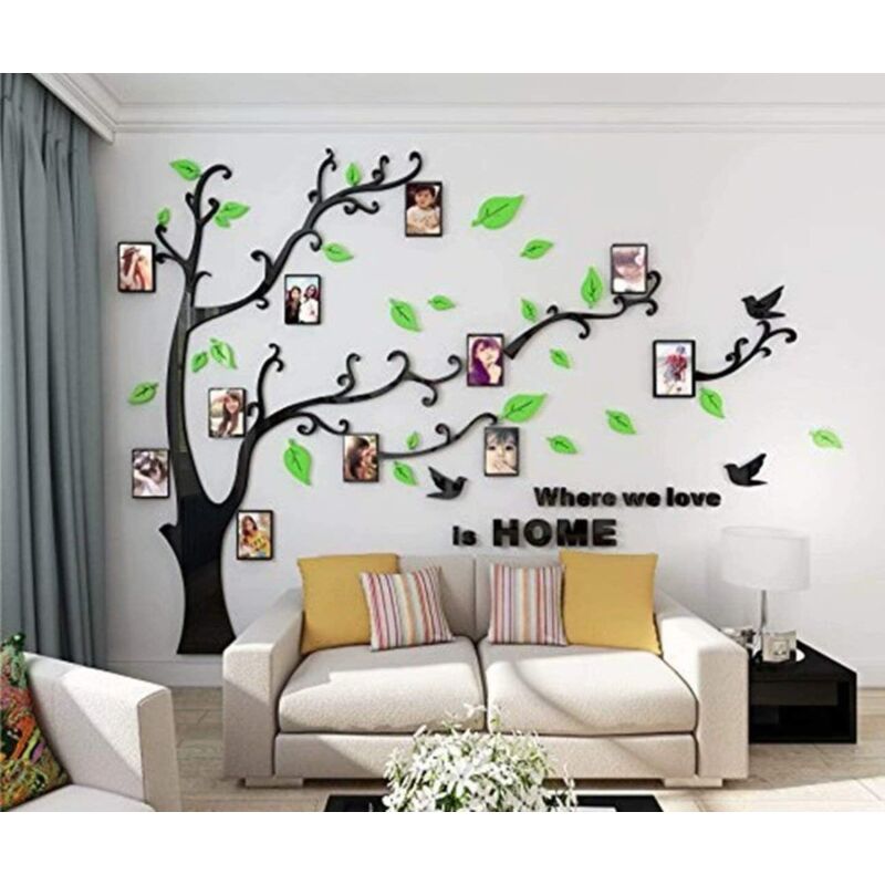 3D Tree Wall Stickers Diy Wall Decals Tree Wall Stickers Arts Decorations For Living ROom Bedroom (E Light Green