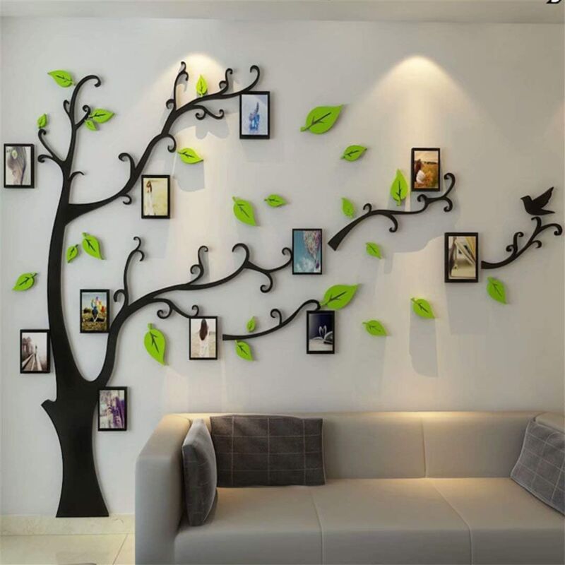 3D Tree Wall Stickers Diy Wall Decals Tree Wall Stickers Arts Decorations For Living ROom Bedroom (E Light Green