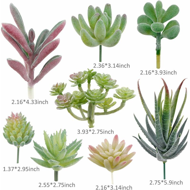 18 pcs Artificial Succulent Plants Flocking Potless Mini Fake Succulent Plants For Lotus Landscape Decorative Garden