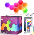 8 Pack Hexagon LED Wall Lights, Smart RGB Honeycomb Lights with APP & Voice Control, Music Sync Modular LED Panels for Gaming Room, Bedroom & Home Theater Decor