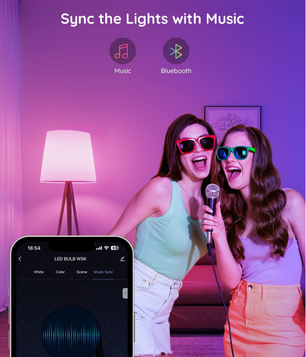 4 Pack Smart Light Bulbs,WiFi & Bluetooth LED Light Bulb That Works with Alexa & Google Home, Color Changing Light Bulb, 9W  E27 2.4Ghz WiFi Light Bulbs Tuya Smart APP