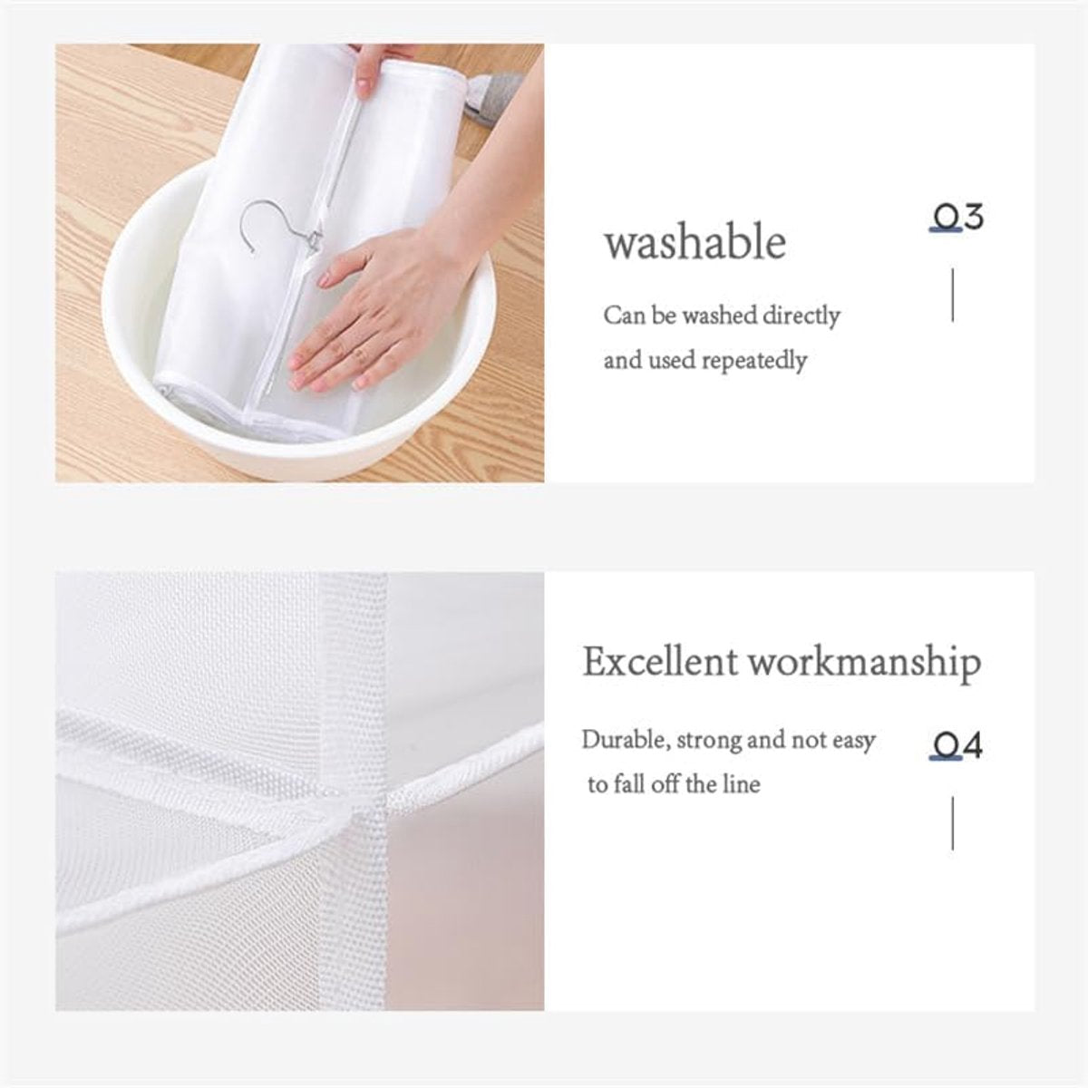 Hanging storage shelf - Closet organizer - Wardrobe organizer - 6 compartments - Suitable for handbags, clothes and toys (set of 3)