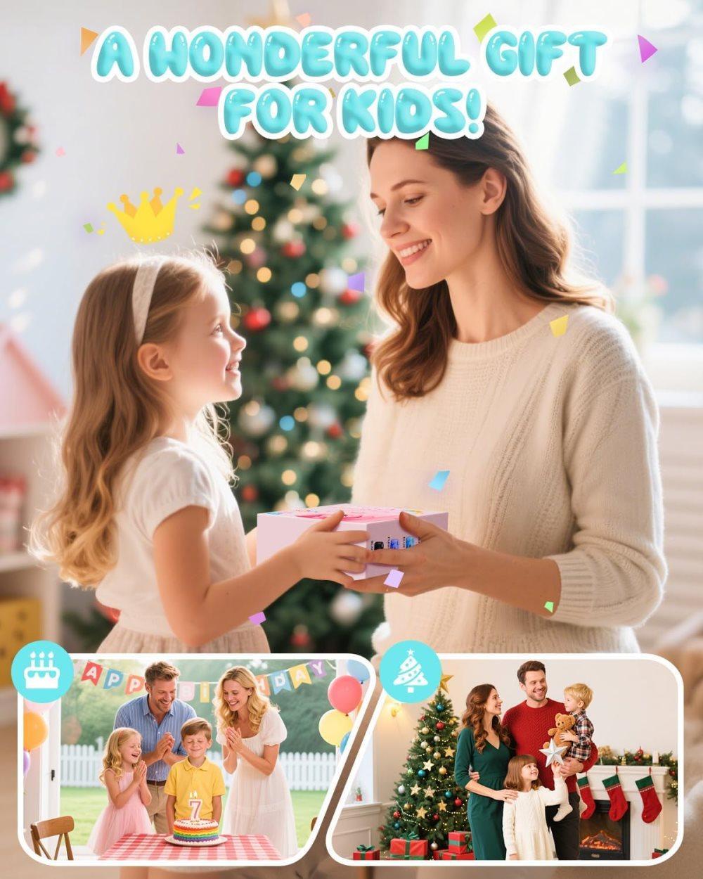48MP Kids Digital Camera with Instant Print, 1080p FHD, 10x Zoom, 32GB Memory Card, 3-inch Screen, Green