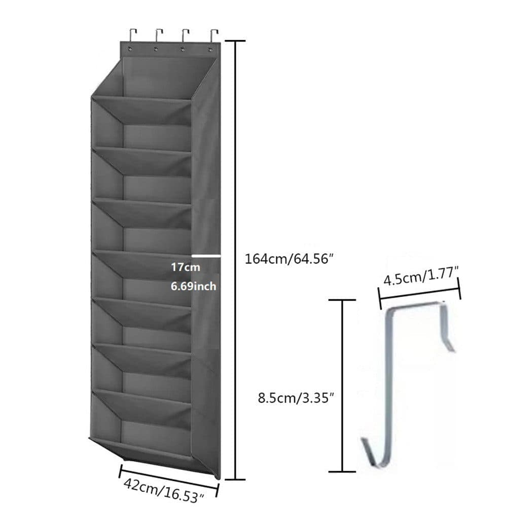12 Pairs Wall Mounted Shoe Rack with Hooks, Shoe Hanger Storage for Door, 24 x 12 x 4 inches, Gray