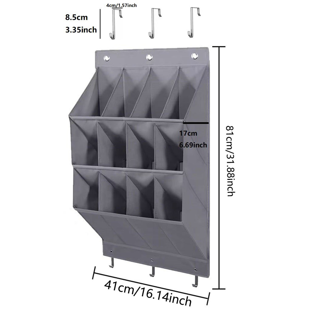 Wall-mounted Shoe and Hat Rack with Hooks, Multi-functional Storage for Door Hanging, Gray
