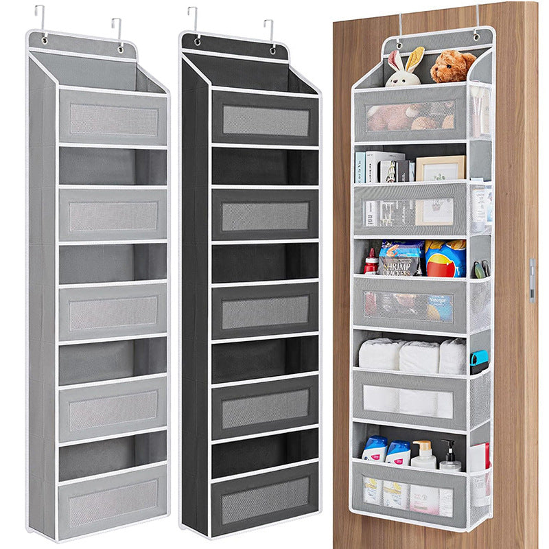 1 piece Wall-mounted Doll Rack with Hooks, Multi-functional Storage Rack for Door, Gray