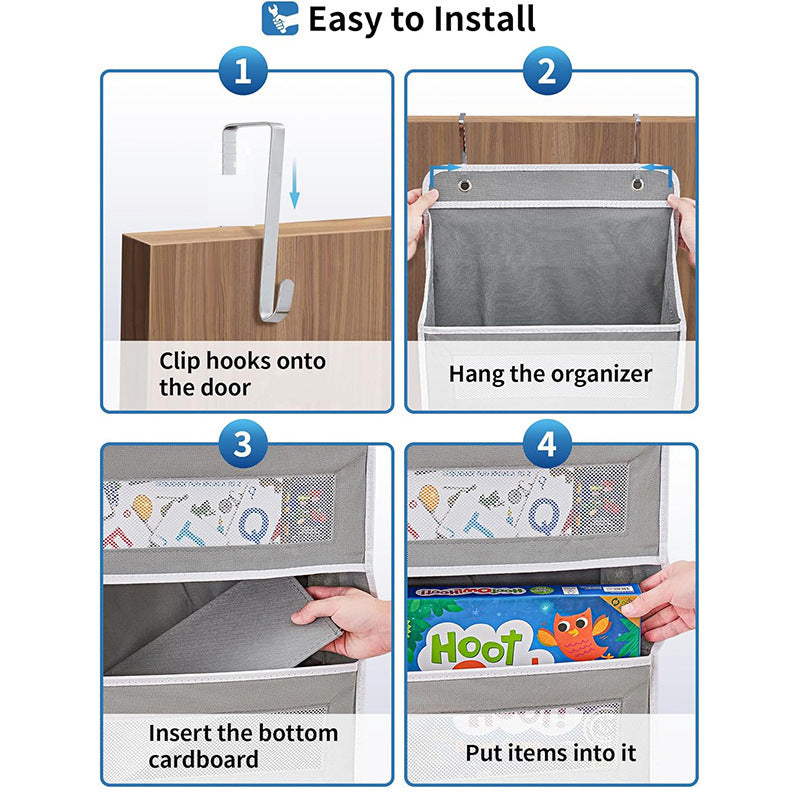 Wall-mounted Doll Rack with Hooks, Multi-functional Storage for Door Hanging, Black