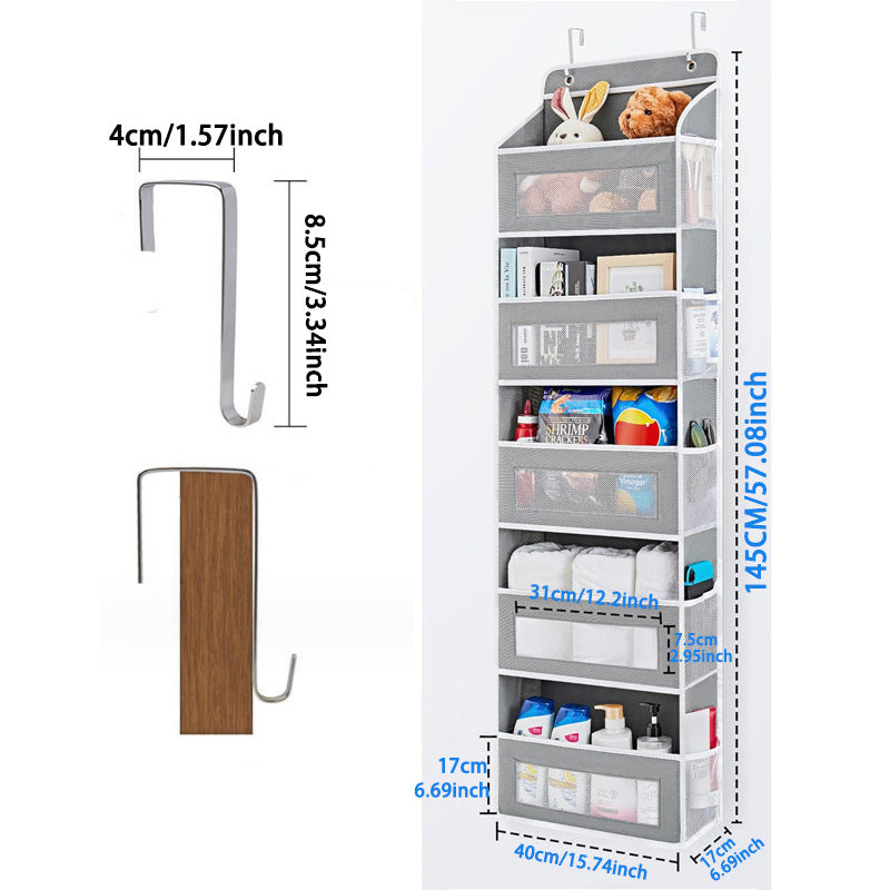 Wall-mounted doll rack with hooks, multi-functional storage rack, pink dolls, can be hung on a door