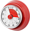 60 Minute Mechanical Kitchen Timer with Magnet in Stainless Steel, 3.6 x 7.3cm, Red