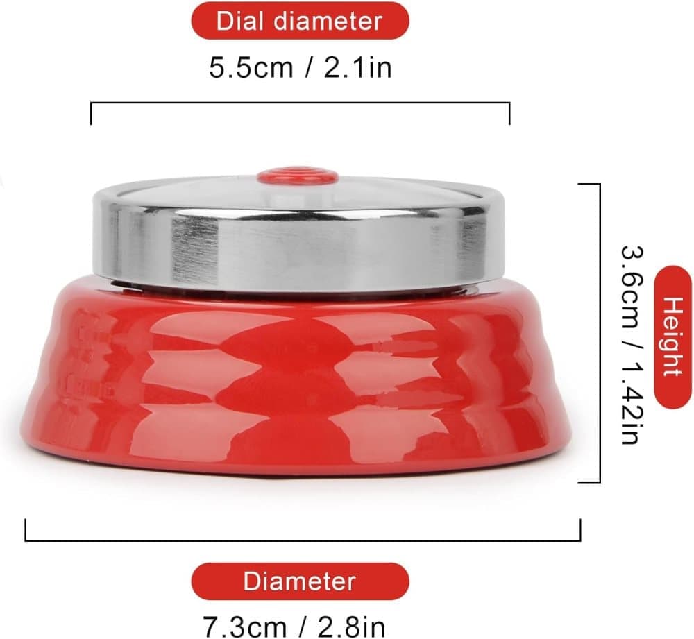 60 Minute Mechanical Kitchen Timer with Magnet in Stainless Steel, 3.6 x 7.3cm, Red