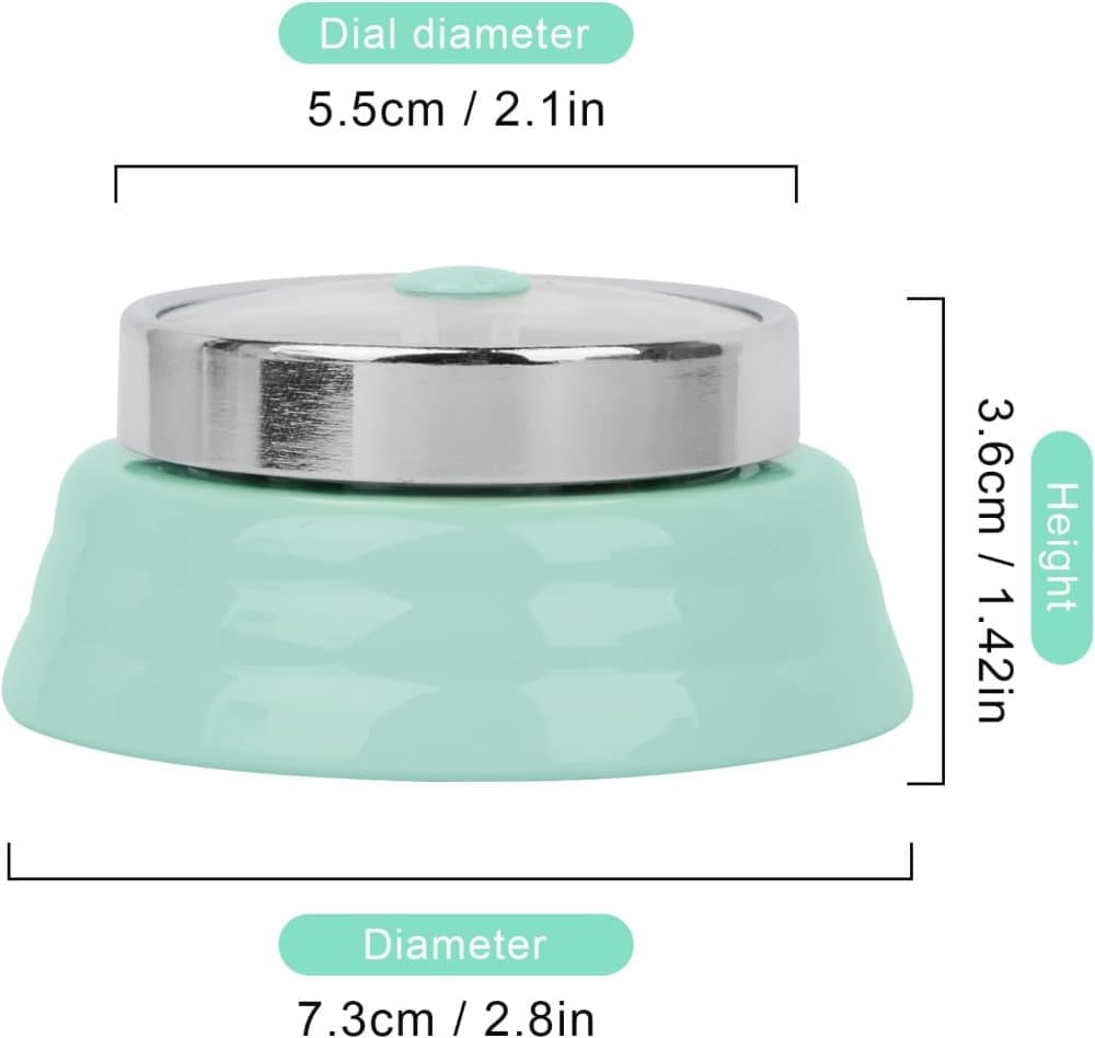 60 Minute Mechanical Kitchen Timer with Magnet, Stainless Steel, Green, 3.6 x 7.3cm