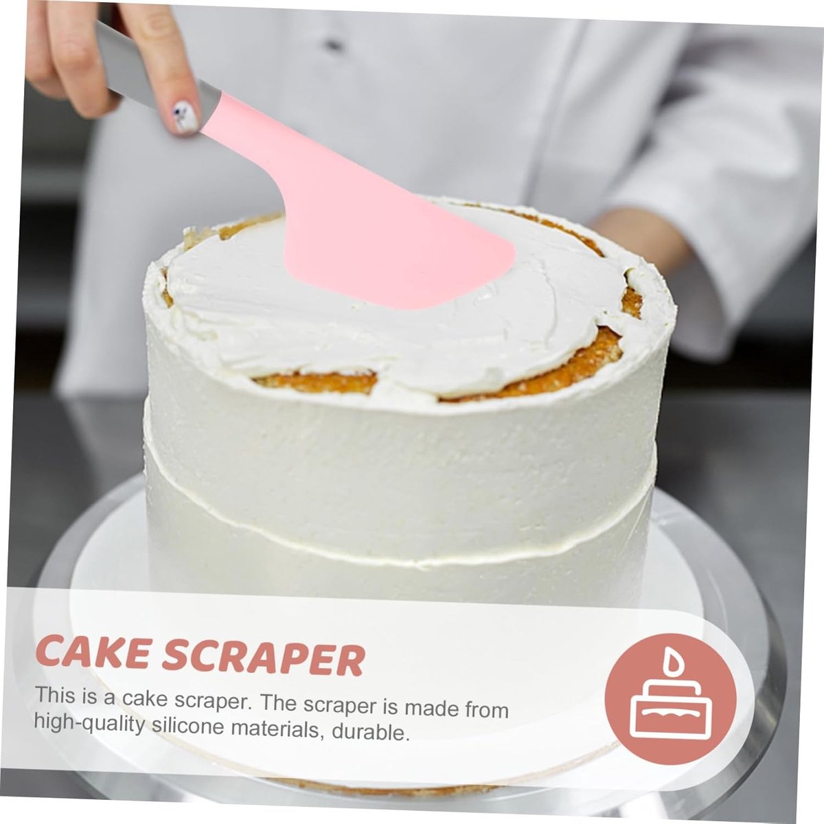 2-piece silicone cake scraper - non-stick baking tool - easy to clean and store - essential kitchen tool set