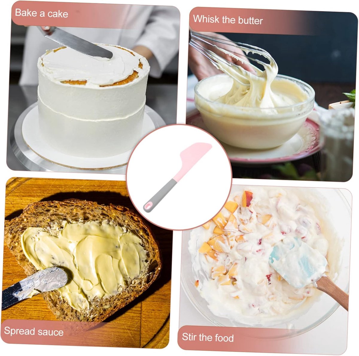 2-piece silicone cake scraper - non-stick baking tool - easy to clean and store - essential kitchen tool set