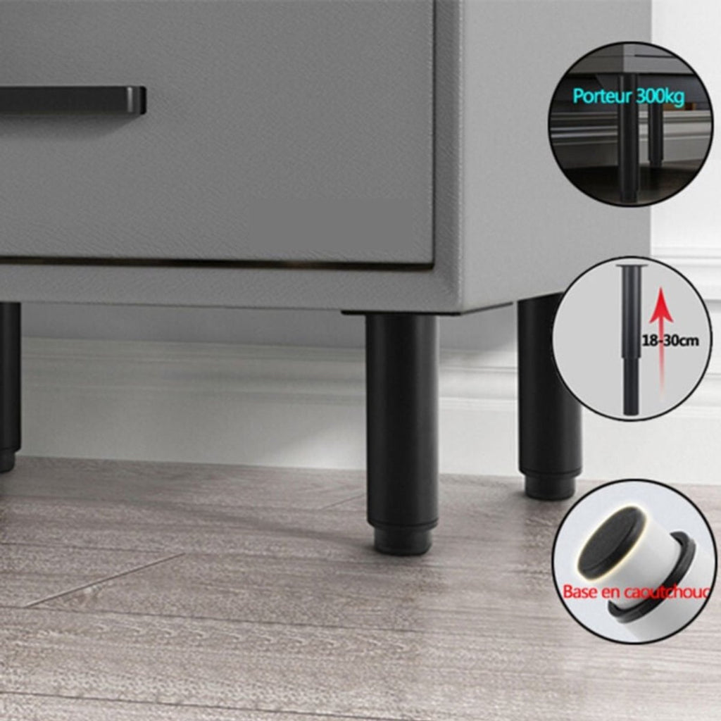 Adjustable Furniture Leg - Bed Frame Support Foot - 18-30cm - Adjustable Swivel Sofa Legs - Furniture Cabinet Table Bed Box Spring Leg Set - Leg - Legs - Bed Legs - Beds - sofa legs cabinet legs coffee table bed legs TV cabinet support legs - Black