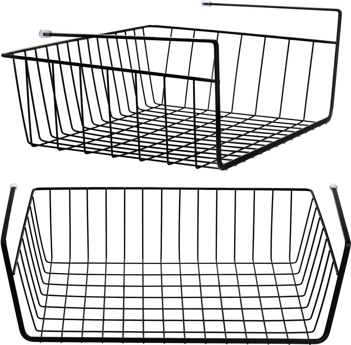 Closet Hanging Basket - 2 Pieces - Hanging Baskets - Storage Baskets - Cabinet Baskets - Tidy Hanging Basket - Hanging Basket for Closet - Hanging Basket for Under Shelf - Organizer - Desk and Kitchen Cabinet Organizer - Hanging - No Drilling Required - M