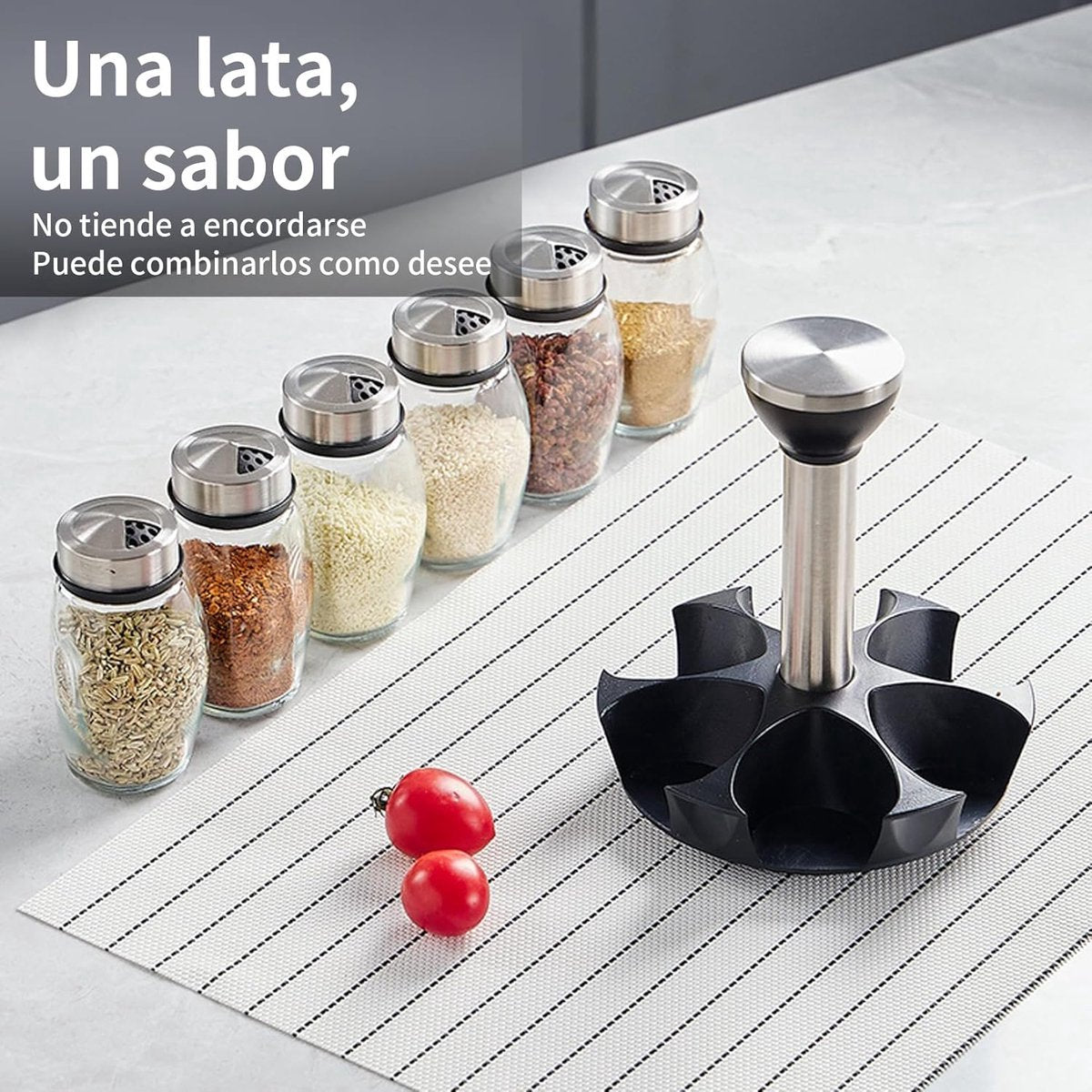 Spice Organizer | 360° Rotatable | With 6 Spice Jars | Glass Jars | 6 Spice Jars on Rack |