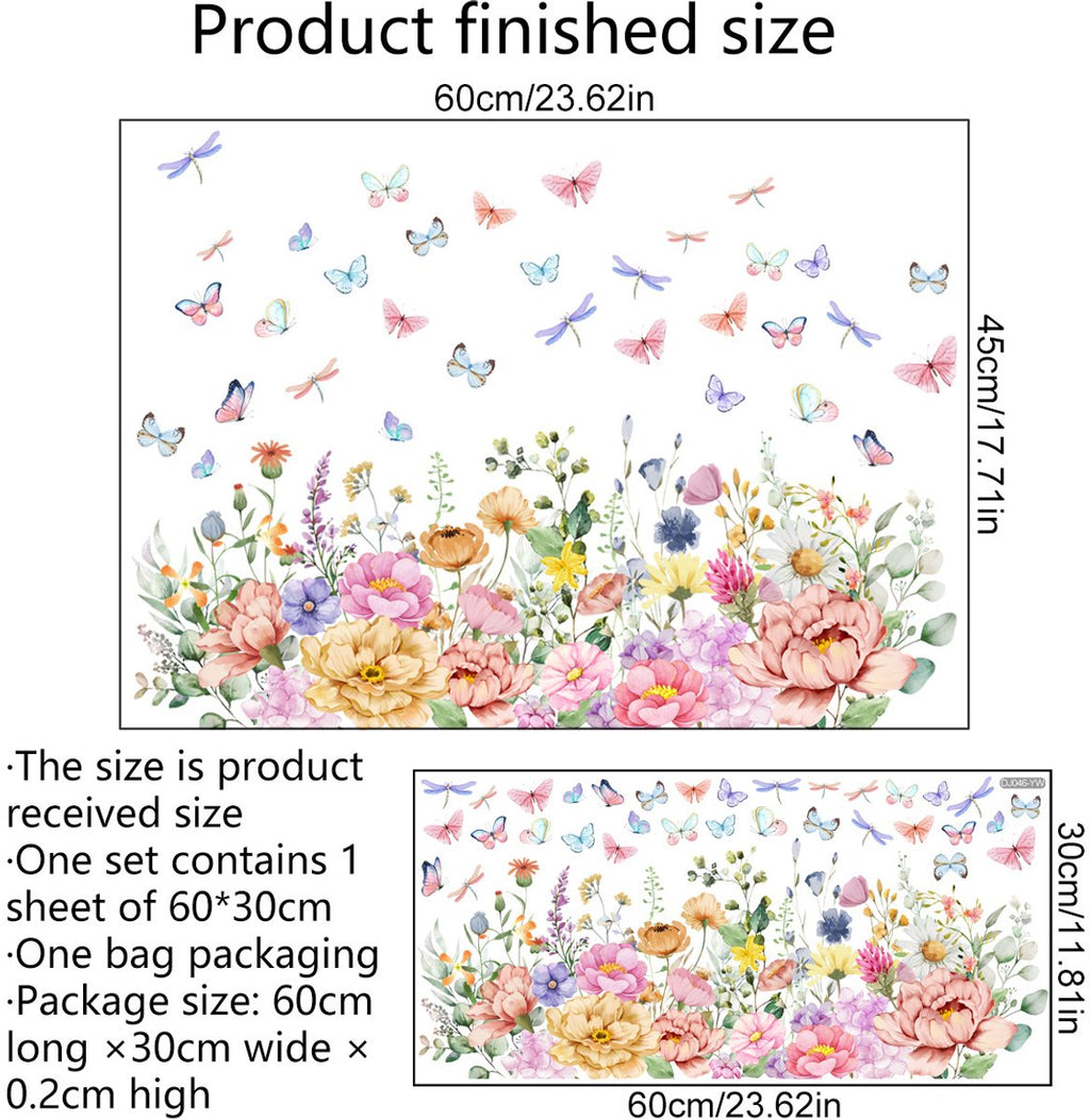 Static window sticker - window sticker - Wall decoration - 30*60cm - flower plant - PVC - C
