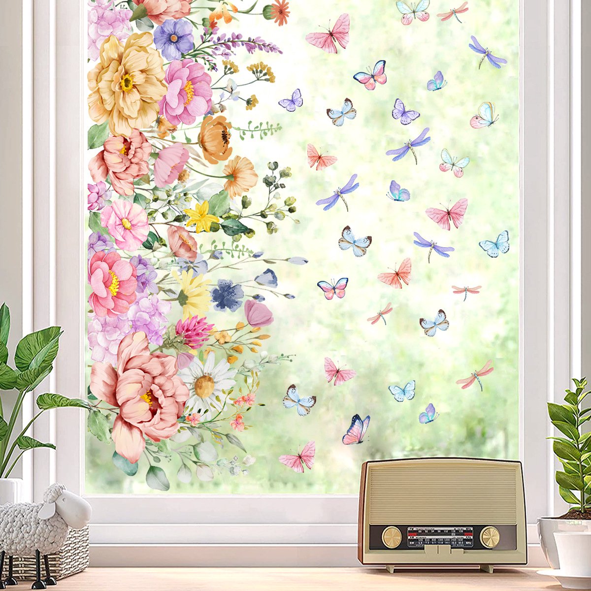 Static window sticker - window sticker - Wall decoration - 30*60cm - flower plant - PVC - C