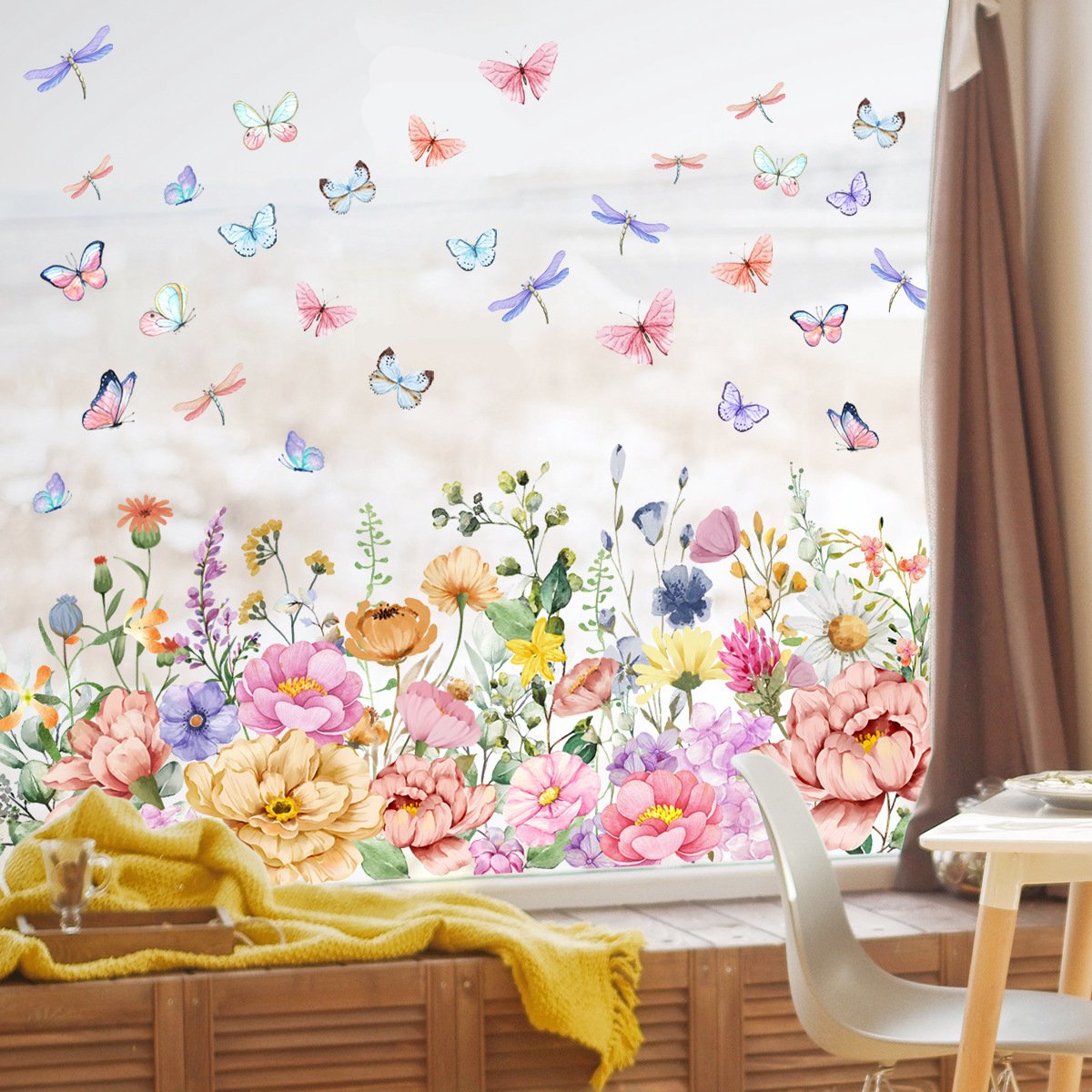 Static window sticker - window sticker - Wall decoration - 30*60cm - flower plant - PVC - C