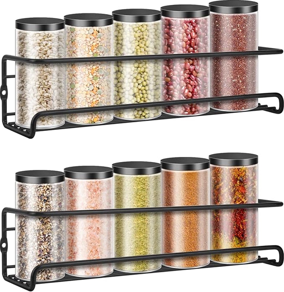 2 pieces - Wall spice rack - hanging - Wall rack - kitchen spice rack - hanging organizer - spice rack for kitchen cupboard - Spice Rack - Hanging spice rack - Black - 29*6.5*6.5cm