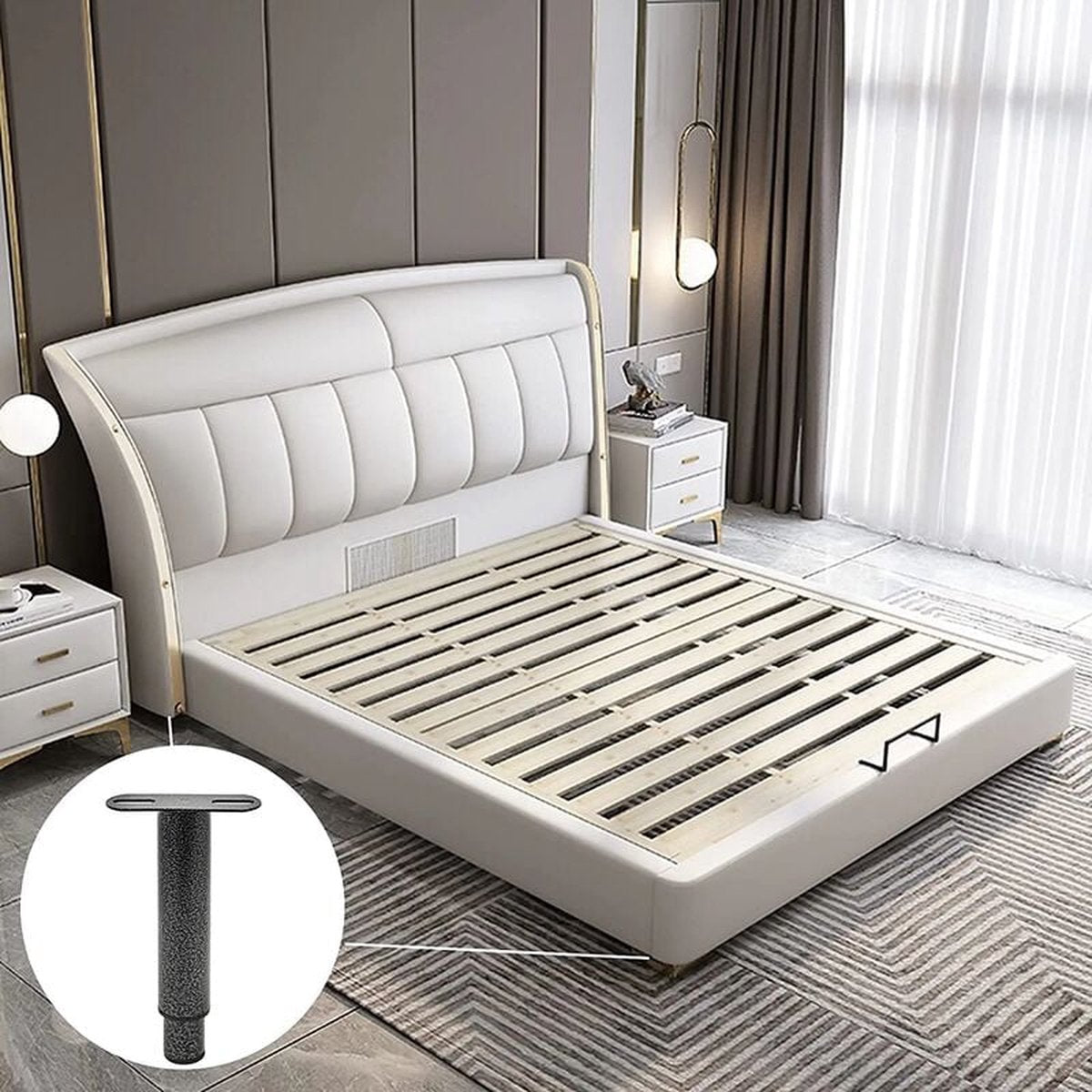 Bed frame support leg - bed legs - box spring legs - 2 pieces - 18 to 33 cm - iron - gray - adjustable furniture leg - retractable - for slatted bases, metal bed base, wardrobe, sofa