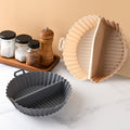 Airfryer baking tray – Airfryer accessories – Round Silicone Baking Tray with Division – Non-Stick Heat Resistant Baking Pan for Oven & Airfryer – Suitable for Cakes, Cookies & Muffins – 20×20×4.5 cm – Off White and Gray – 2 pieces