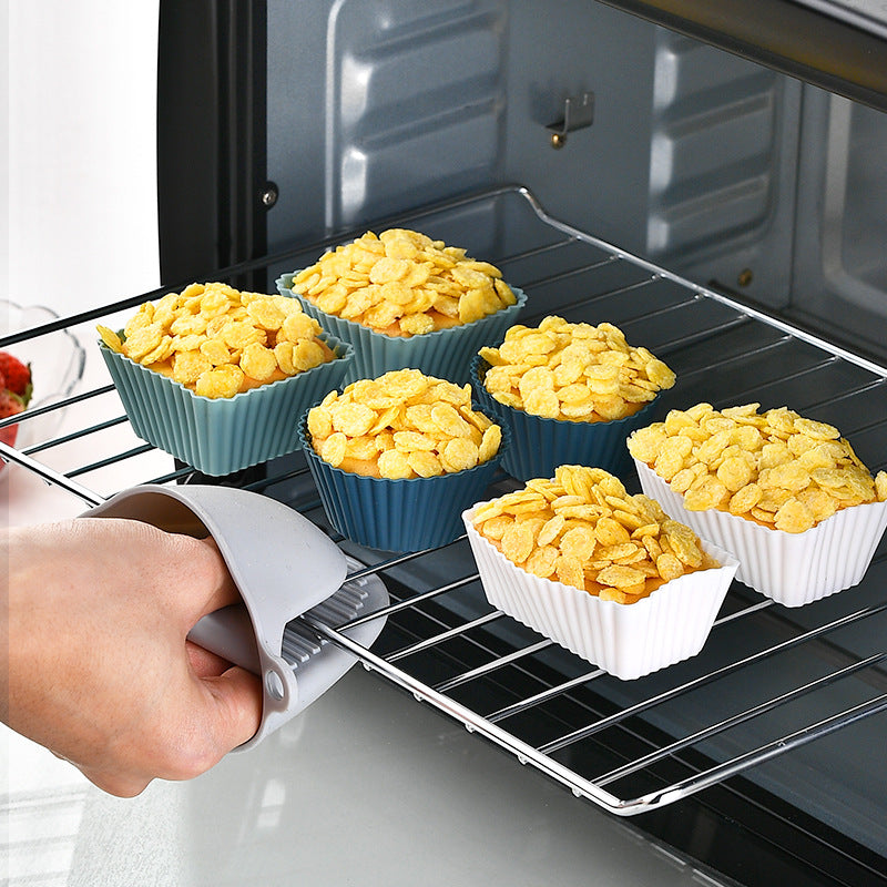 Silicone Muffin Mold Set - 24 Pieces - Reusable Cupcake Molds - Round, Square & Rectangular - Blue & White