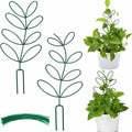 Plant Support Climbing Plants - Leaf-Shaped Plant Climbing Rack - Decorative Plant Pole for Indoor Use - Includes 20 Tie Straps - Green