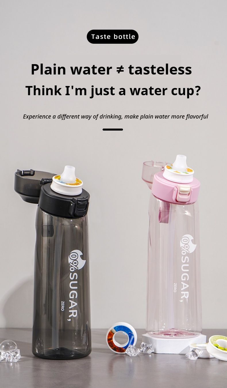 0 Sugar 0 Calorie Scented Water Bottle Transparent black 7 rings