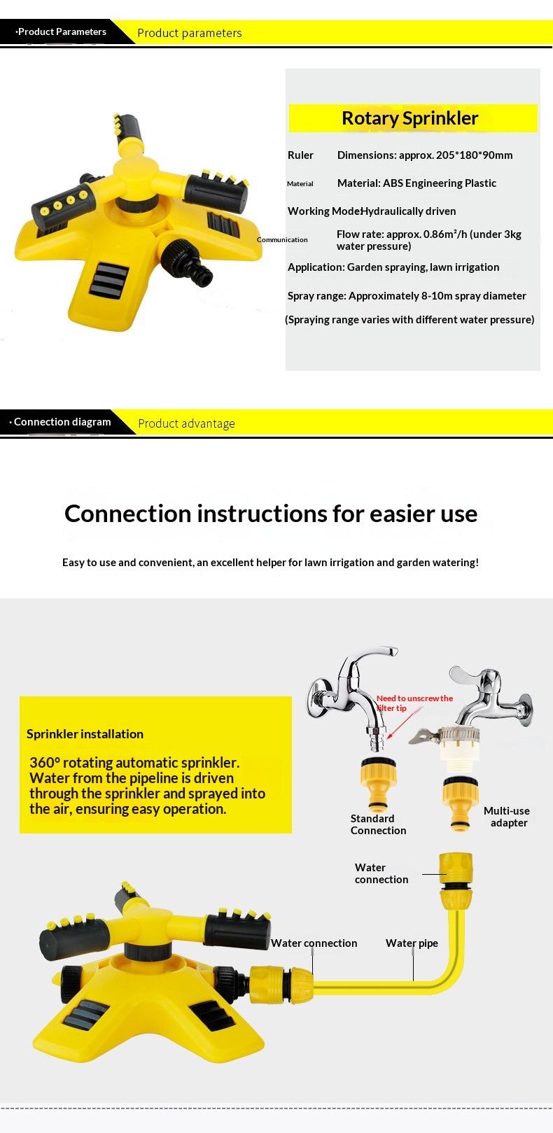 1SetSprinkler(Base+Trident)-Yellow