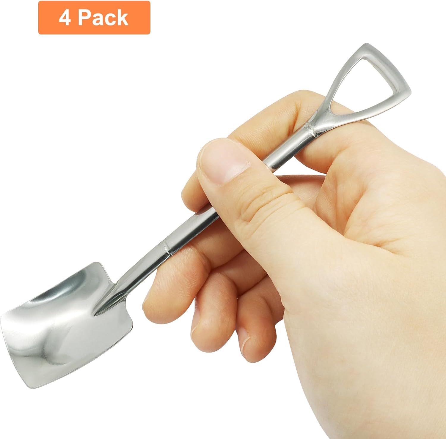 4 Pack Dessert Spoon Set, 5.9 Inch Stainless Steel Coffee Spoons, Perfect for Tea Appetizer Party Supplies/Home and Party(Silver)