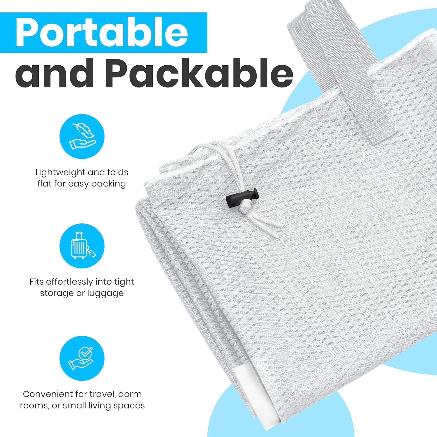 Extra Large Mesh Laundry Bags 2-Pack – Heavy Duty, Machine Washable Laundry Bag with Handles & Shoulder Strap, Odor Resistant, for College Dorm, Travel, Bedding & Clothes Storage, White