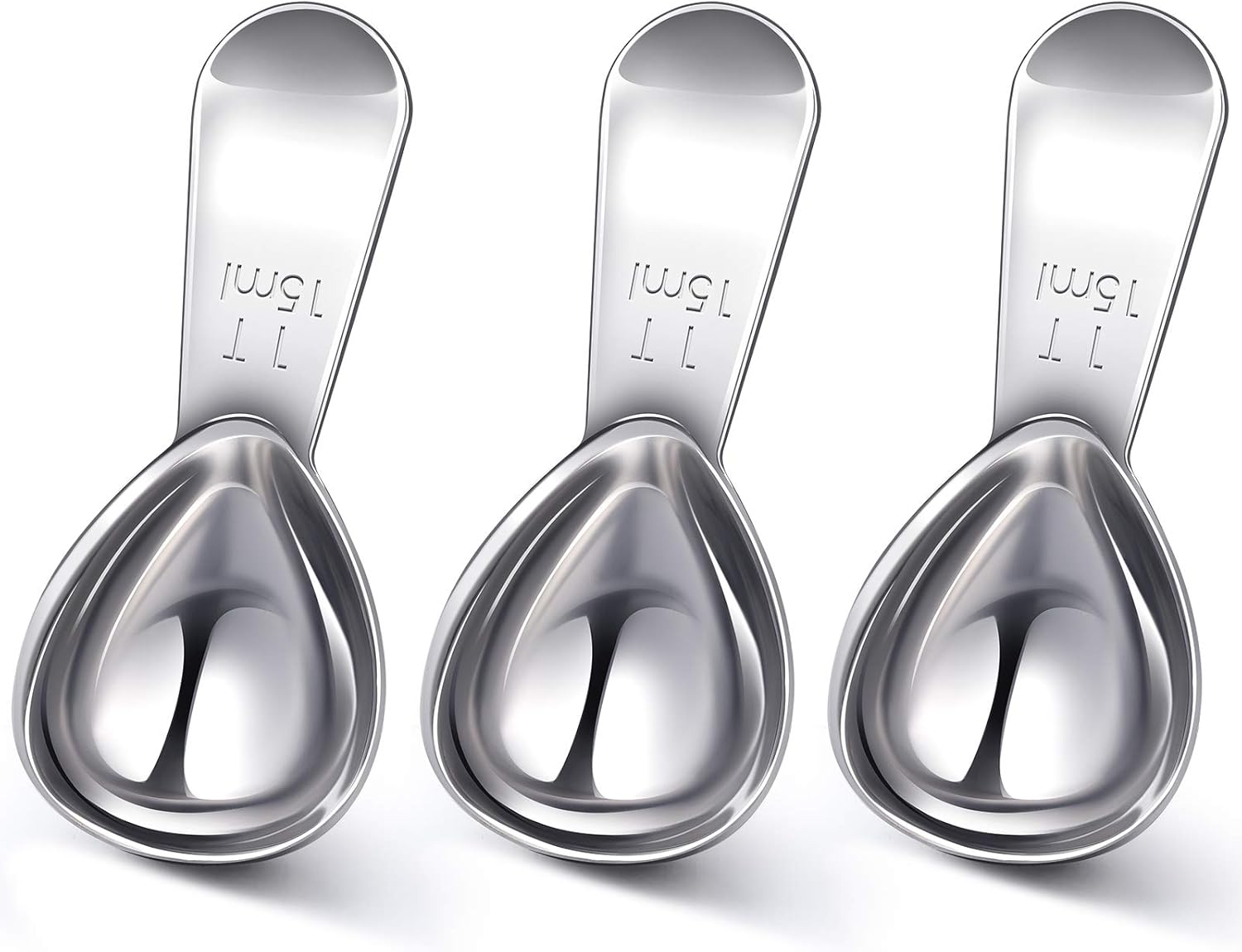 3 Pieces Coffee Scoop Tablespoon Measuring Spoons Stainless Steel Coffee Scoops Short Handle Tablespoon for Tea Sugar Kitchen Gifts(15 ml,Silver)