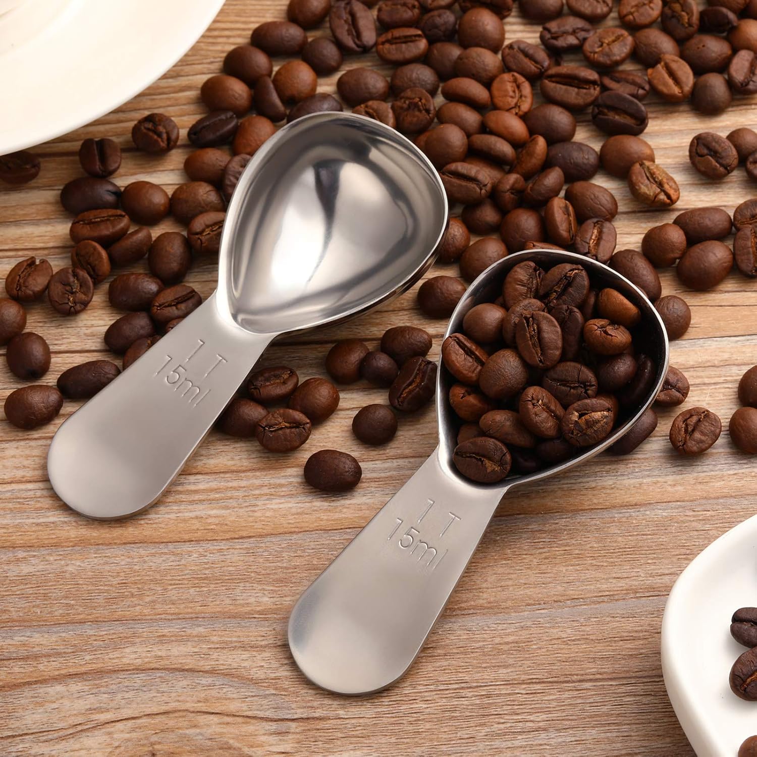 3 Pieces Coffee Scoop Tablespoon Measuring Spoons Stainless Steel Coffee Scoops Short Handle Tablespoon for Tea Sugar Kitchen Gifts(15 ml,Silver)