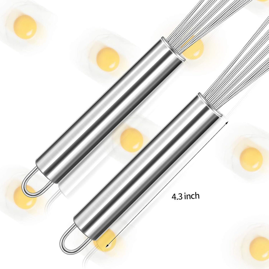 2 Pieces Stainless Steel Ball Whisk Wire Egg Whisk Set Kitchen for Cooking, Blending, Whisking, Beating, Stirring(10 Inch and 12 Inch)