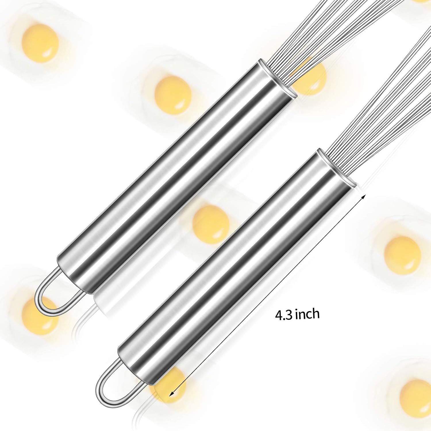 2 Pieces Stainless Steel Ball Whisk Wire Egg Whisk Set Kitchen for Cooking, Blending, Whisking, Beating, Stirring(10 Inch and 12 Inch)