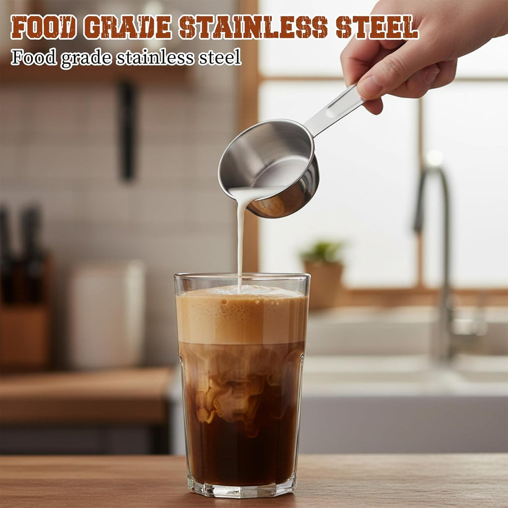 2 Pcs 1/4 Cup Stainless Steel Measuring Cup, 60ml, 2oz Metal Measuring Cups Coffee Measuring Cups Measure Scoop or Cooking, Baking, Kitchen Wet and Dry Ingredients, Dishwasher Safe