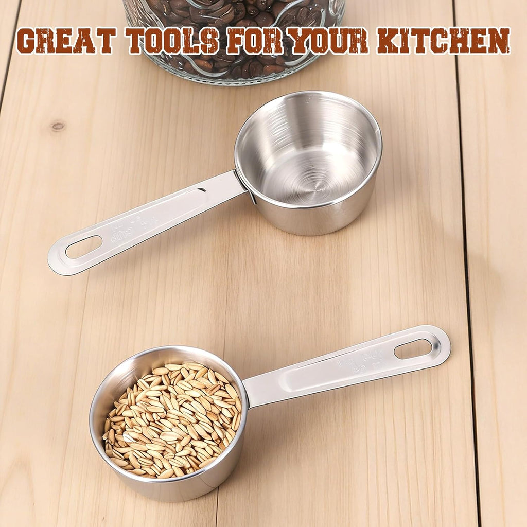 2 Pcs 1/4 Cup Stainless Steel Measuring Cup, 60ml, 2oz Metal Measuring Cups Coffee Measuring Cups Measure Scoop or Cooking, Baking, Kitchen Wet and Dry Ingredients, Dishwasher Safe