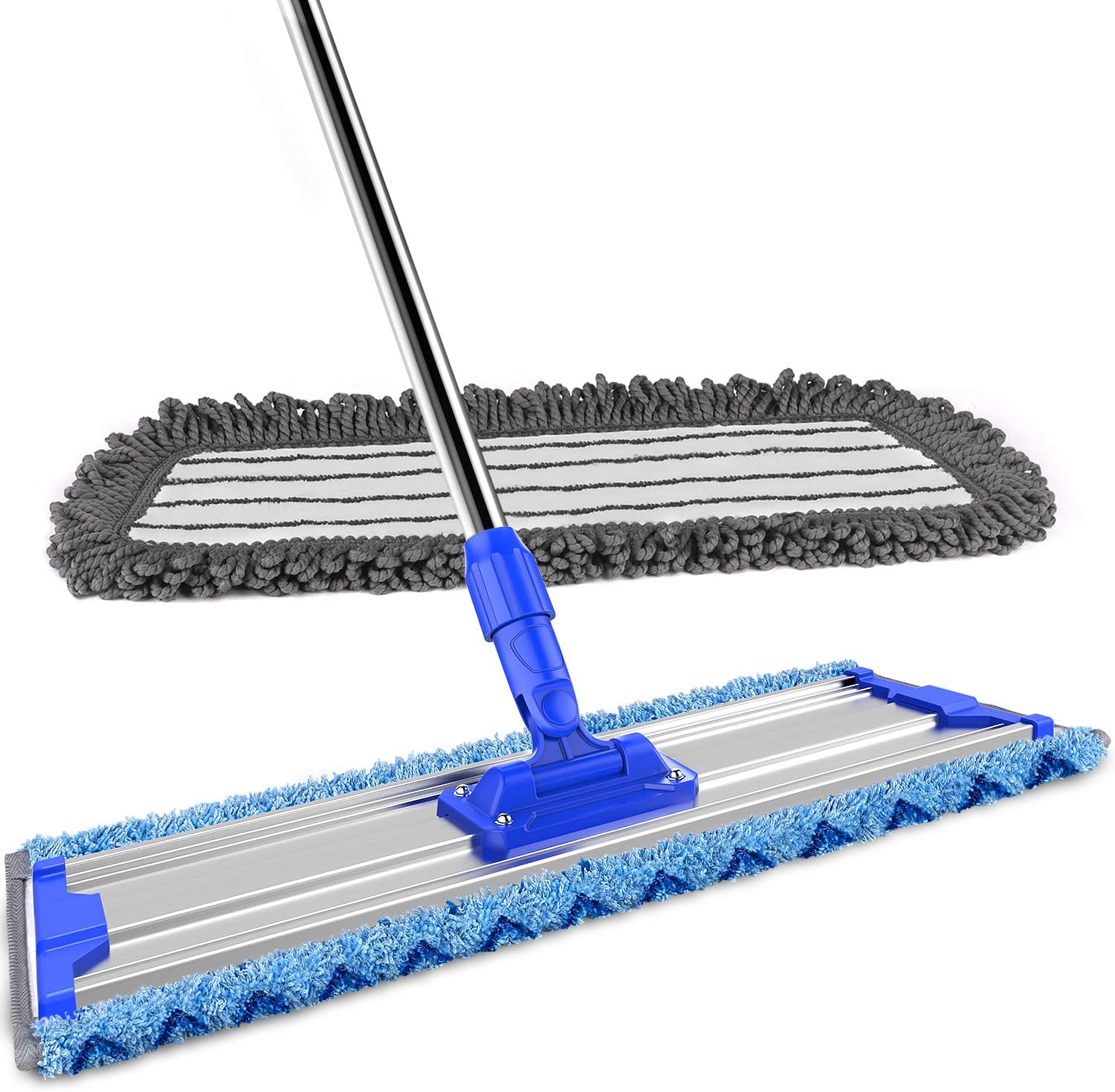 18" Professional Microfiber Mop for Floor Cleaning, Stainless Steel Telescopic Handle, Includes 2 Washable Premium Microfiber Mop Pads, 1 Scrub Cloth and 1 Dust Cloth