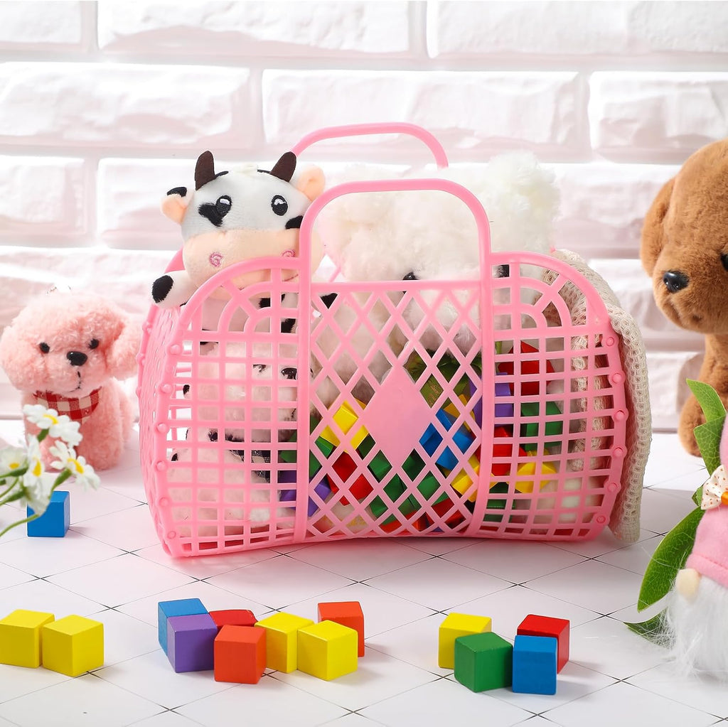 8 Pcs Jelly Bags Bulk Jelly Purse Plastic Basket Party Favor Beach Handbags Easter Egg Basket for Women Girls Kids