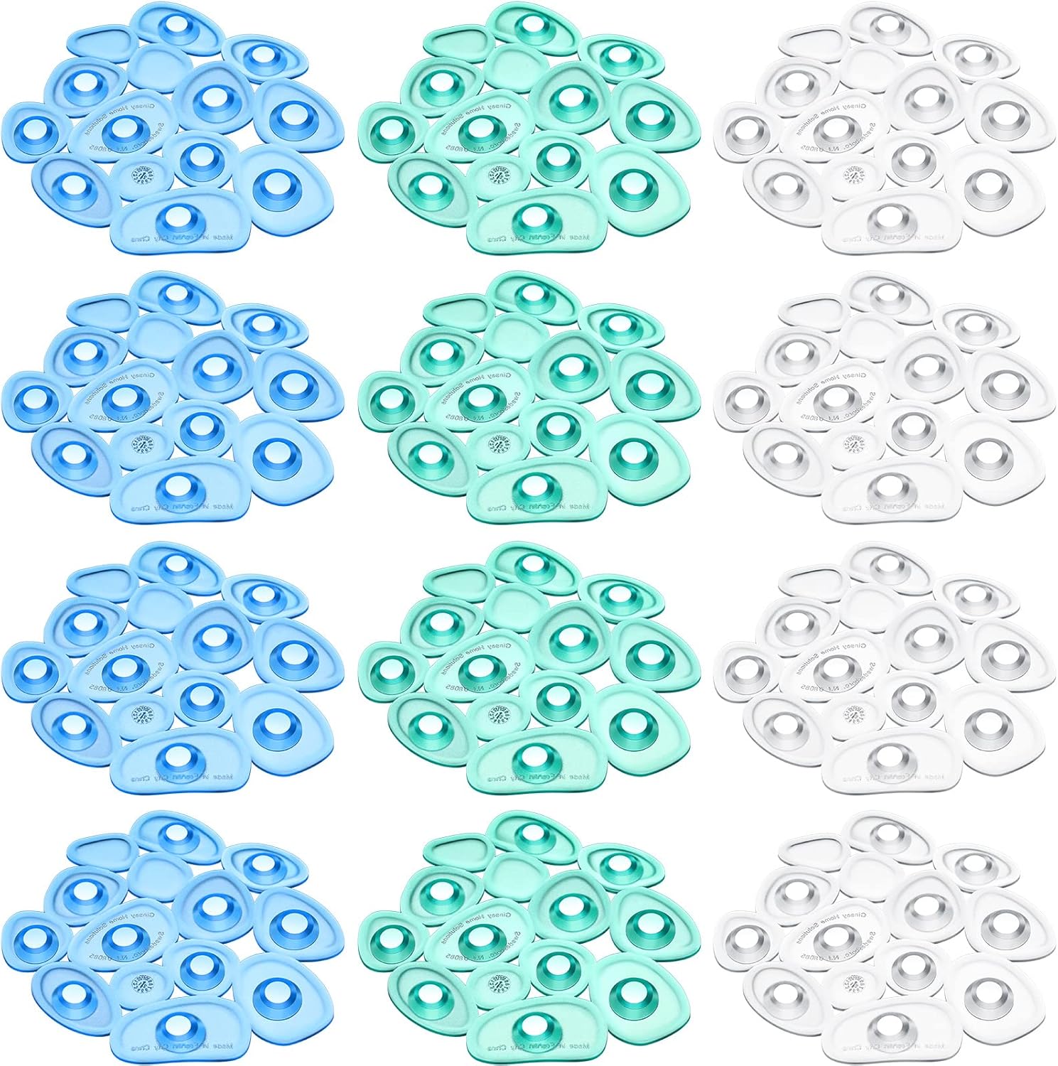 12 Counts Pebble Bath Treads Non Slip Bathtub Stickers with Suction Cups Mat for Smooth Surface Shower Floor Mat, Provides Traction Machine Washable(Green, Blue, Transparent) Green, Transparent -