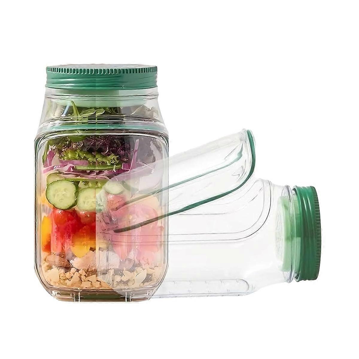 2pcs Salad Jar Set Leakproof Reusable Containers for Meal Prep Wet Dry Separation