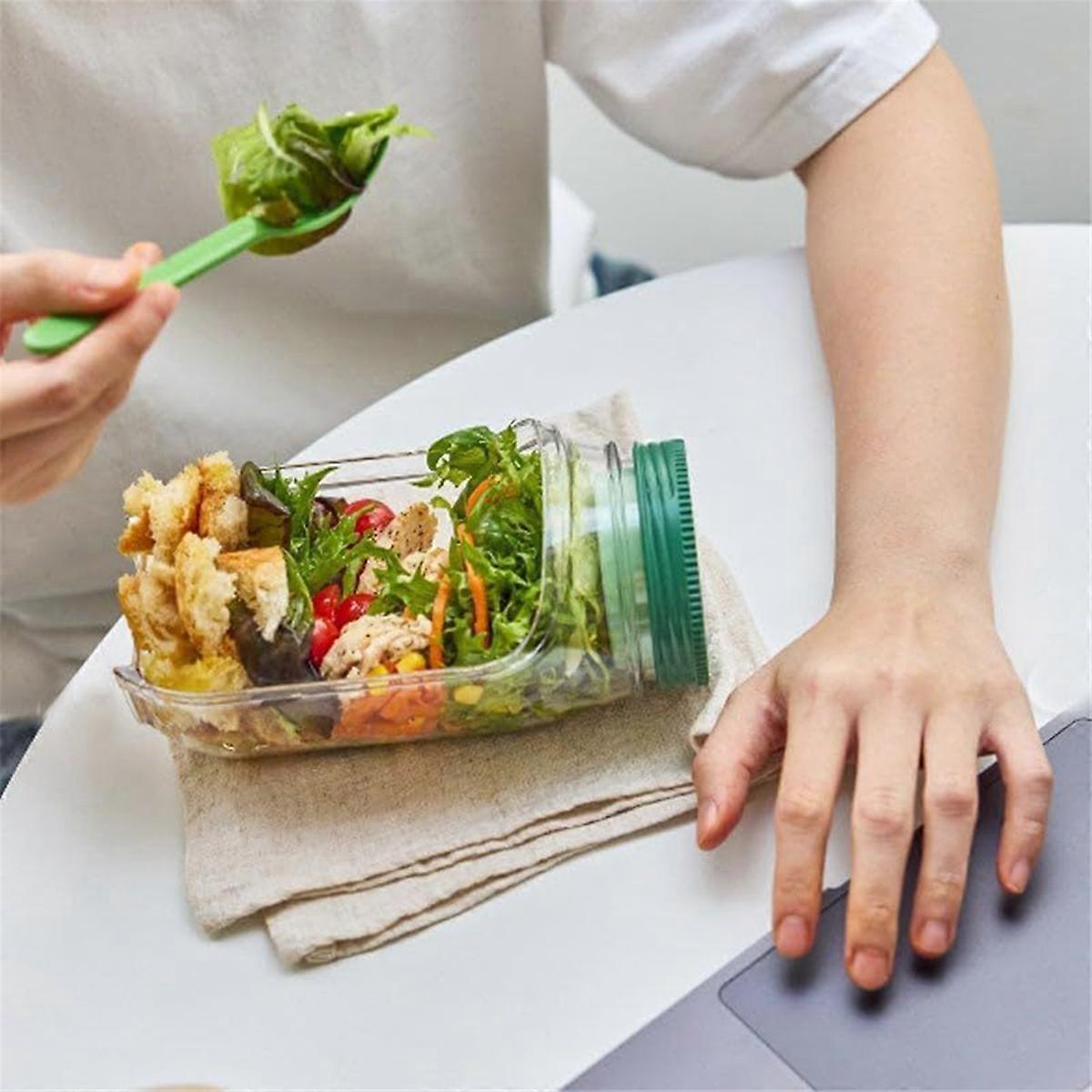 2pcs Salad Jar Set Leakproof Reusable Containers for Meal Prep Wet Dry Separation